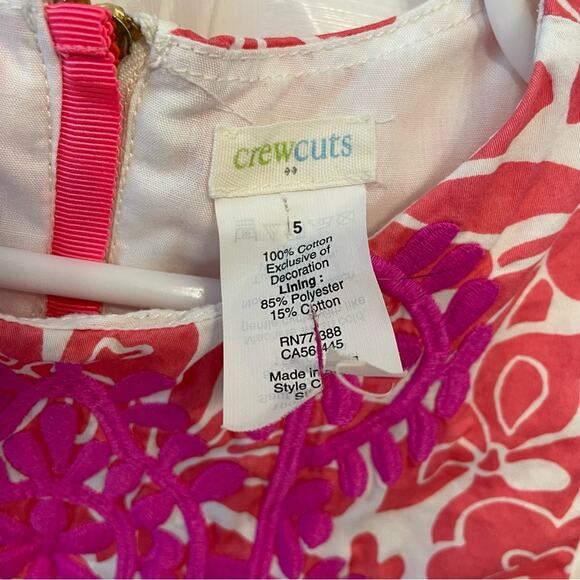 J. Crew crewcuts tropical flower pink sleeveless shift dress - Picture 5 of 7